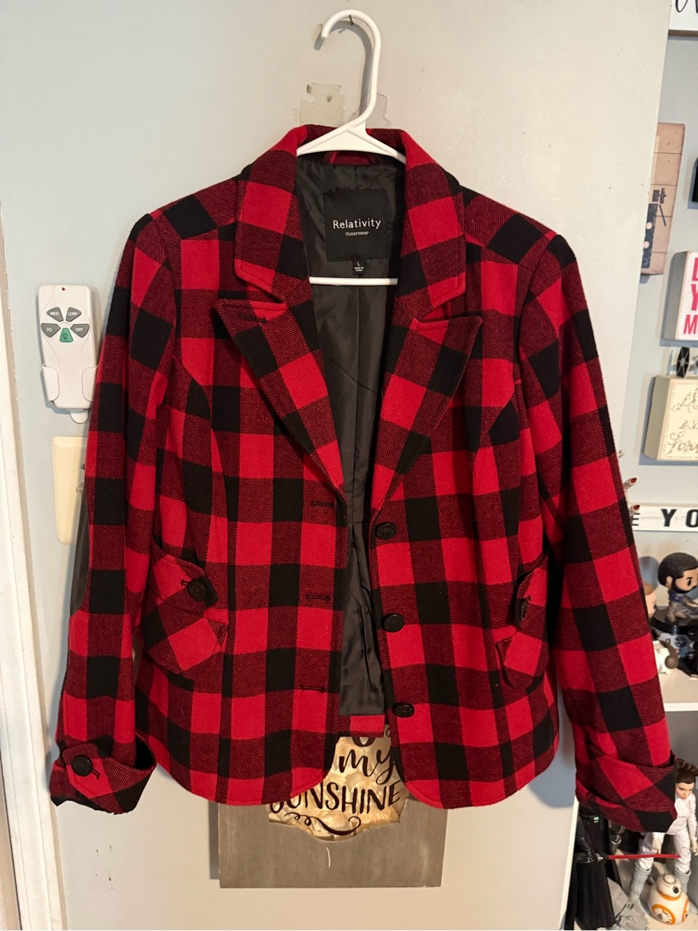 Woman’s Size L Relativity Buffalo Plaid Blazer